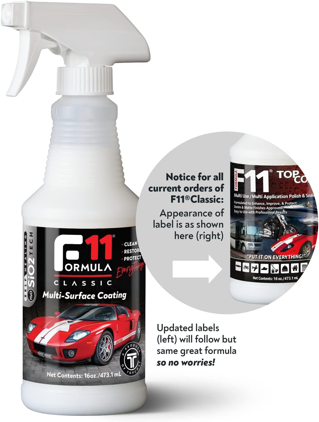 F11 Polish & Sealer for Cars, Motorcycles, Rvs and More – Water-Based Alternative to Ceramic Car Wax - 16 Oz F11 Top Coat Spray Bottle
