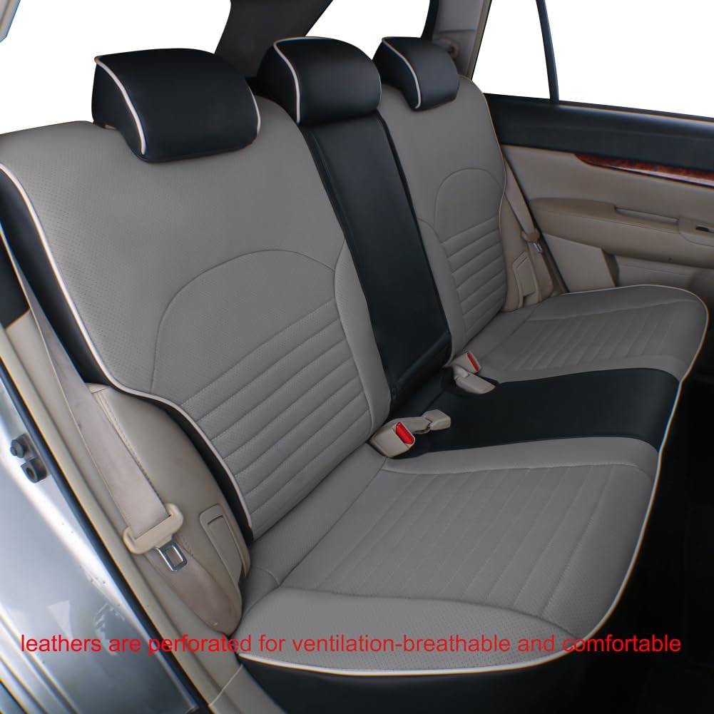 Custom Fit Outback Car Seat Covers for Select Subaru Outback 2020 2021 2022 2023 2024 2025 (Not for Driver Seat with Leg Rest)- Leather(Black/Gray)